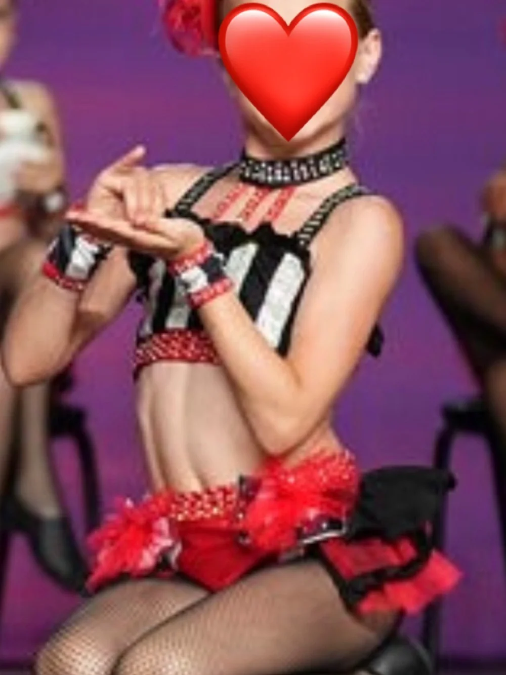 Glamour Red and Black Striped Dance Costume